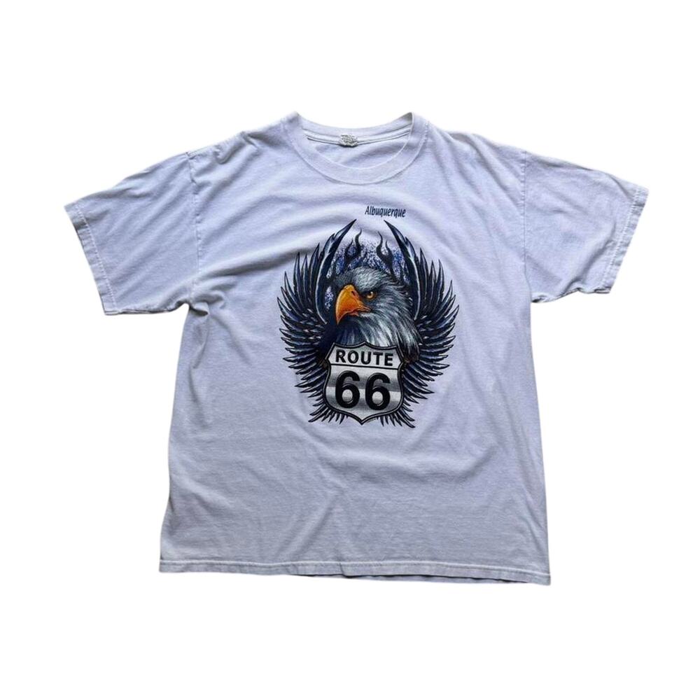 Vintage Route 66 Eagle y2k Men's L White Tee